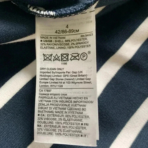 Banana Republic Navy & White Striped Handkerchief Hem Dress with pockets size 4 - Picture 9 of 10